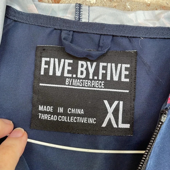 Five.By.Five Masterpiece Red, White, Blue Floral Striped Lightweight Windbreaker - Picture 7 of 10